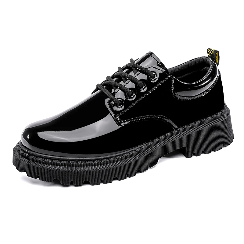 

British shiny workwear big toe leather shoes men's motorcycle shoes