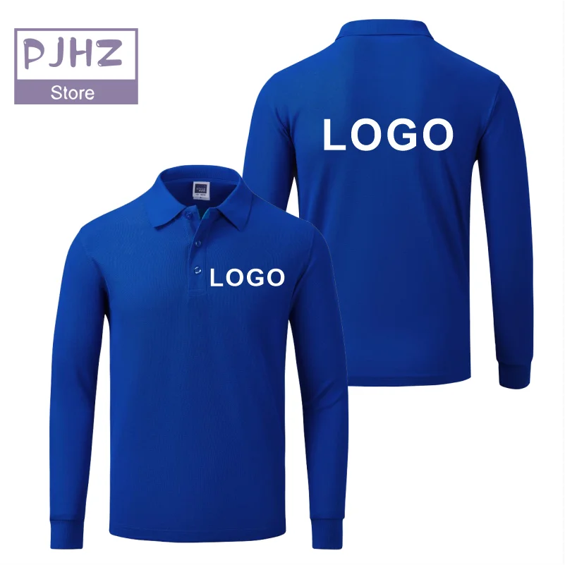 Breathable Cotton Long Sleeve Polo Shirts Personal Company Group Design Custom Logo Print Embroidery Casual Men And Women Tops