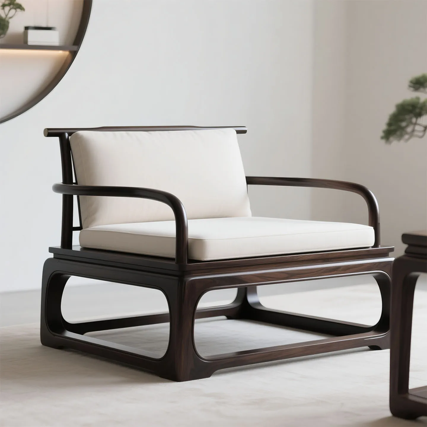 Ebony all solid wood sofa chair Zen leisure chair hotel homestay office back chair