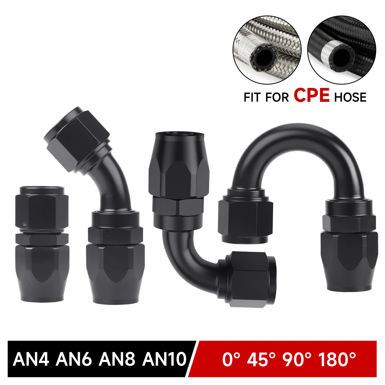 

AN4 AN6 AN8 AN10 Universal Oil Cooler Kit Aluminum 0 45 90 180 Degree For Car Oil Fuel Gas Swivel CPE Hose End Fitting Adapter