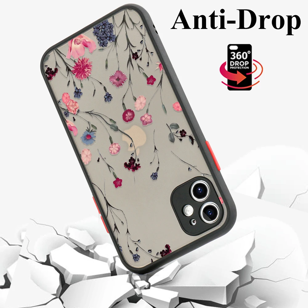 Flower Matte Case For Samsung S24 Ultra S23 S22 Plus S21 FE S20 A55 A54 5G A53 A52 A35 A34 A33 A32 A13 A05 Soft Shockproof Cover