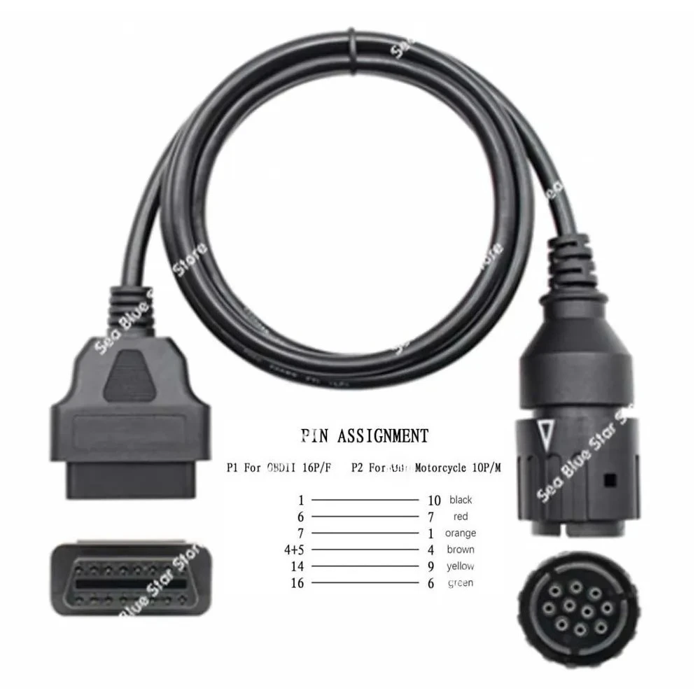 1.5M, Motorcycle 10Pin To 16Pin OBD For  ICOM D for Motorcycle