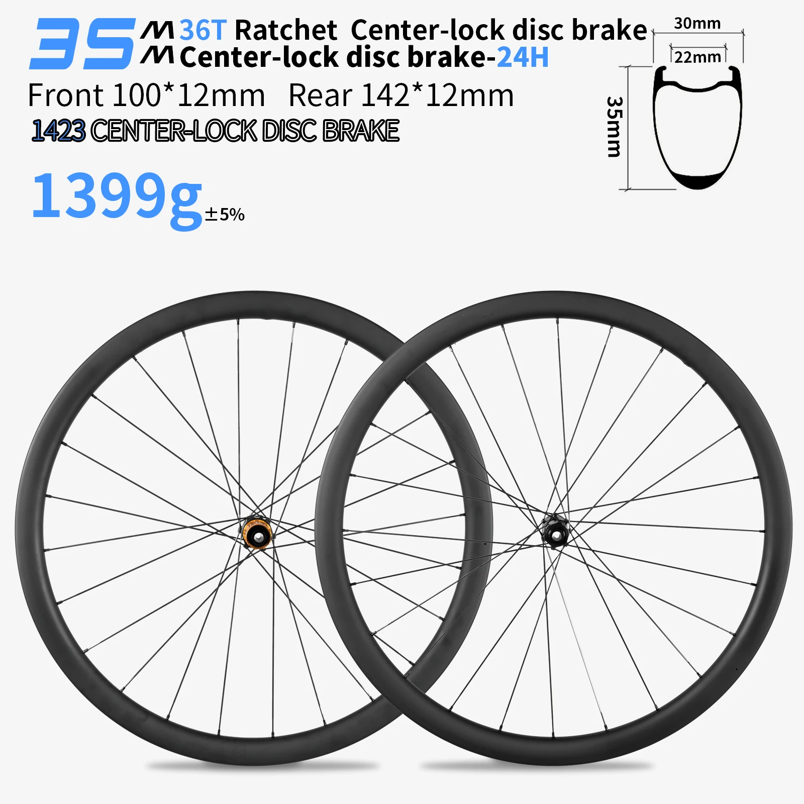 KORE Carbon Wheelset 35/38/50/54/60MM Height Light-weight Rim 36T