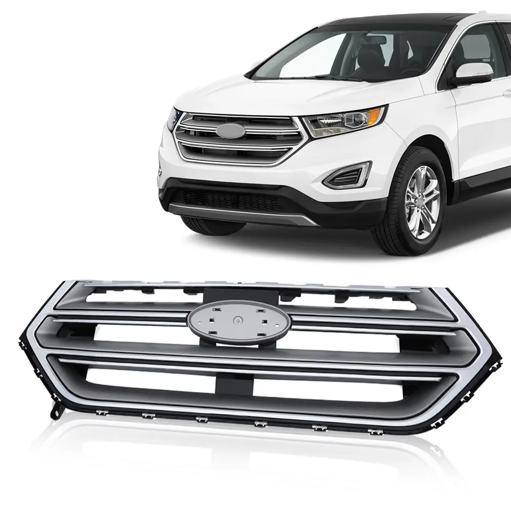 

Chrome Bumper Grille Upper Hood Grill Compatible for Ford Edge Se/Sel/Titanium 2015-2018 2016 2017 Strong Durable Sturdy Exterior