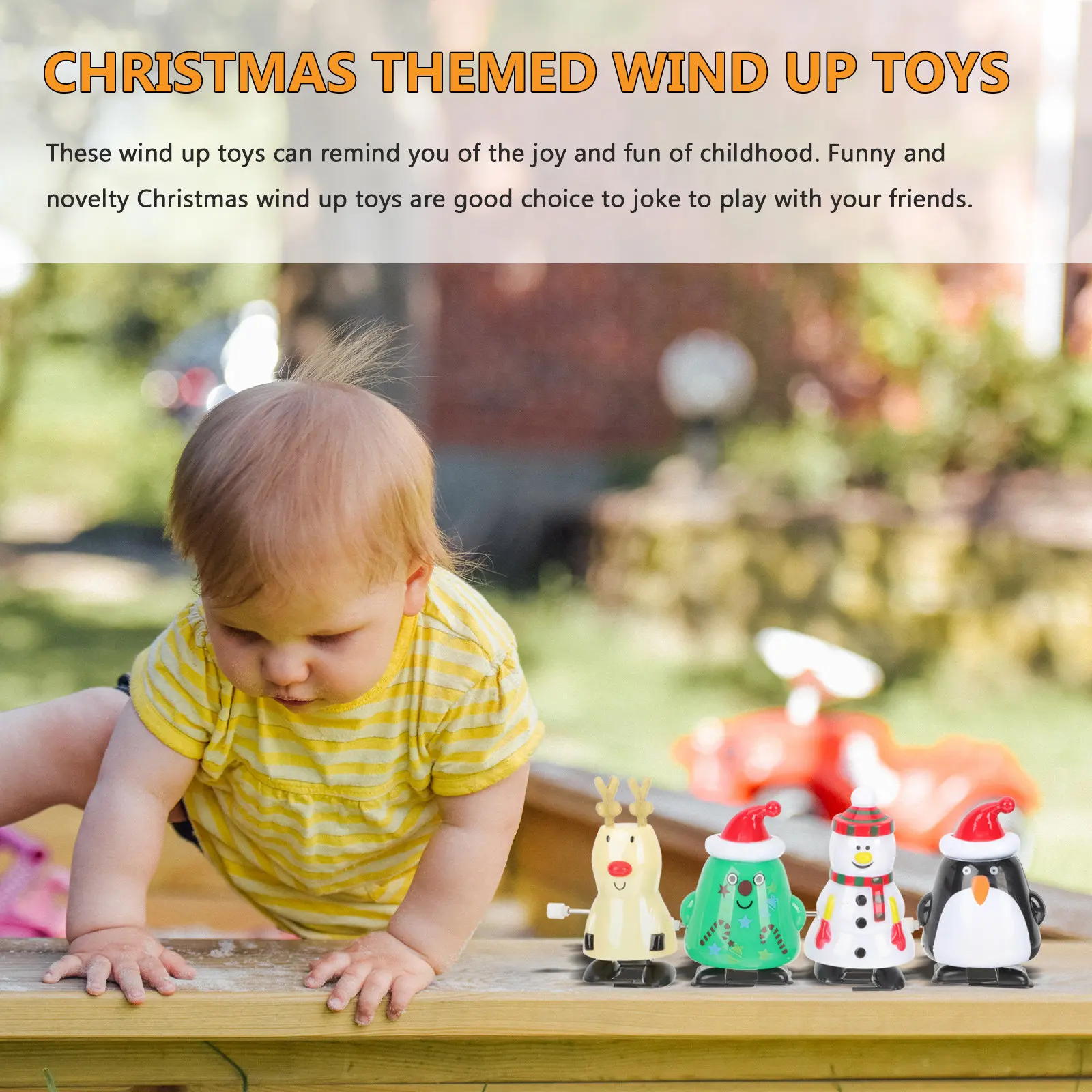 

4Pcs Cartoon Wind Up Christmas Party Prank Playthings Kids Clockwork Fun Gift Wind Up Toys Christmas Toys Kids Playthings