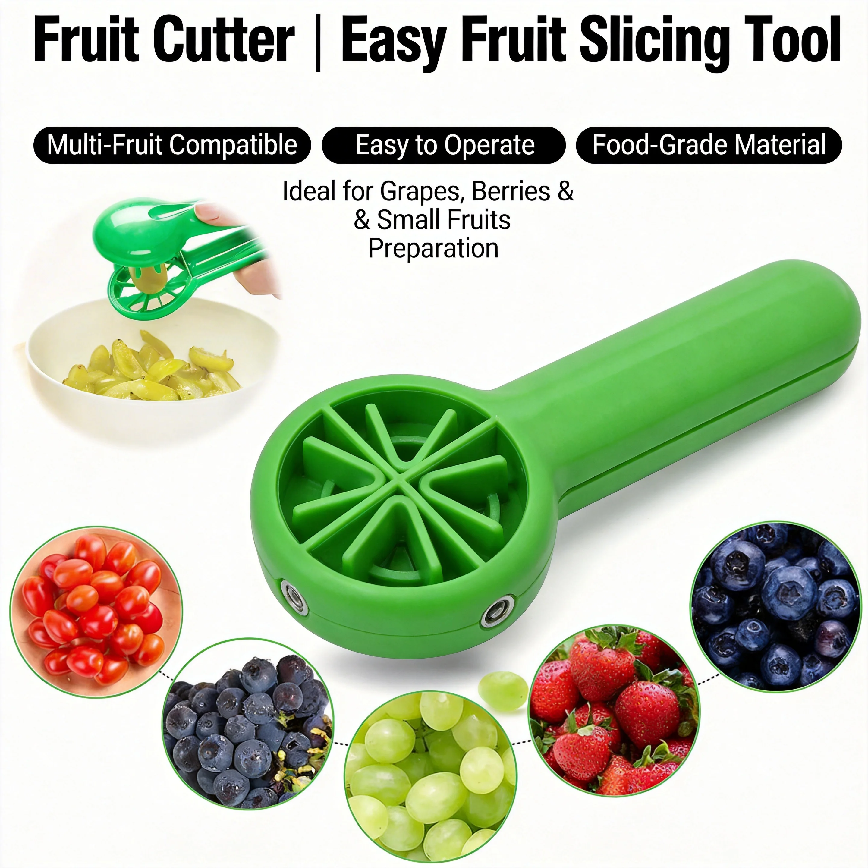 Kitchen Gadgets Green - قطاعة عنب إبداعية، قطاعة فواكه وخضروات