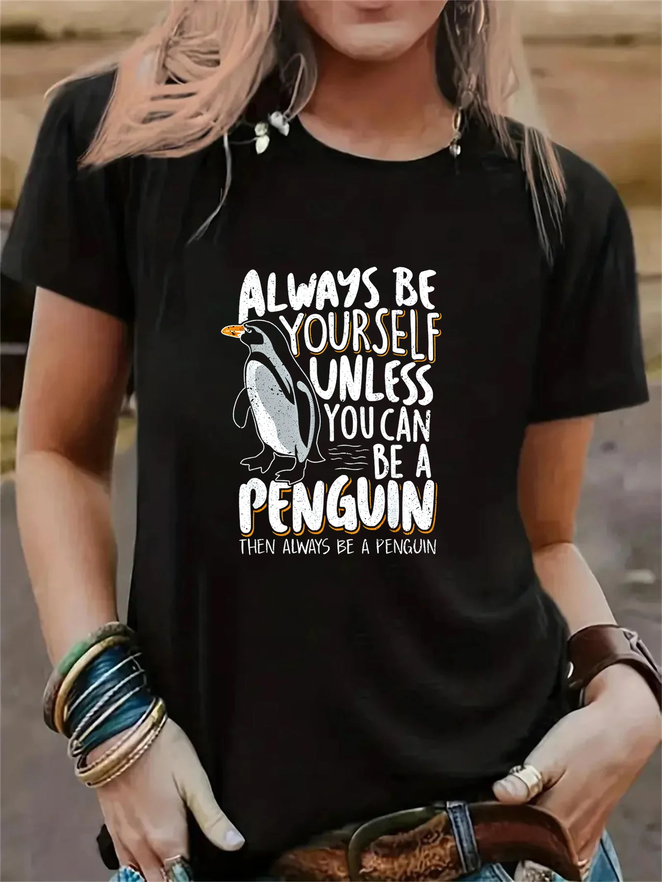 Funny Penguin Lover T Shirt Women T-Shirt Gift Shirts Fashion Women\'s Femminile Tee Graphic Tops Loose Tshirt Oversized Tops