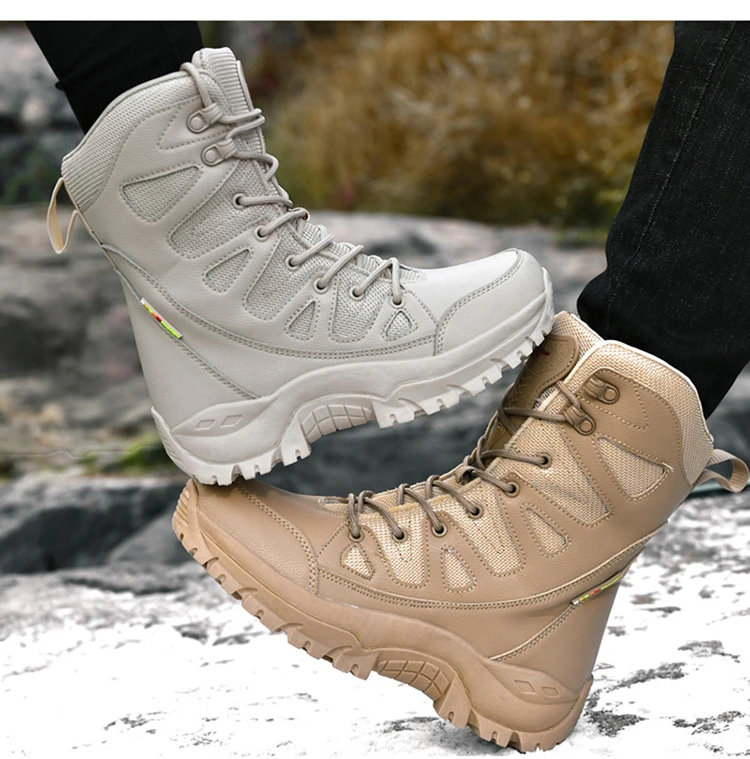 Winter Männer Motorrad Taktische Stiefel Frauen Lace Up Armee Wüste Damen Komfortable Klettern Wanderschuhe Anti-Slip Jagd Stiefel – Detail 19
