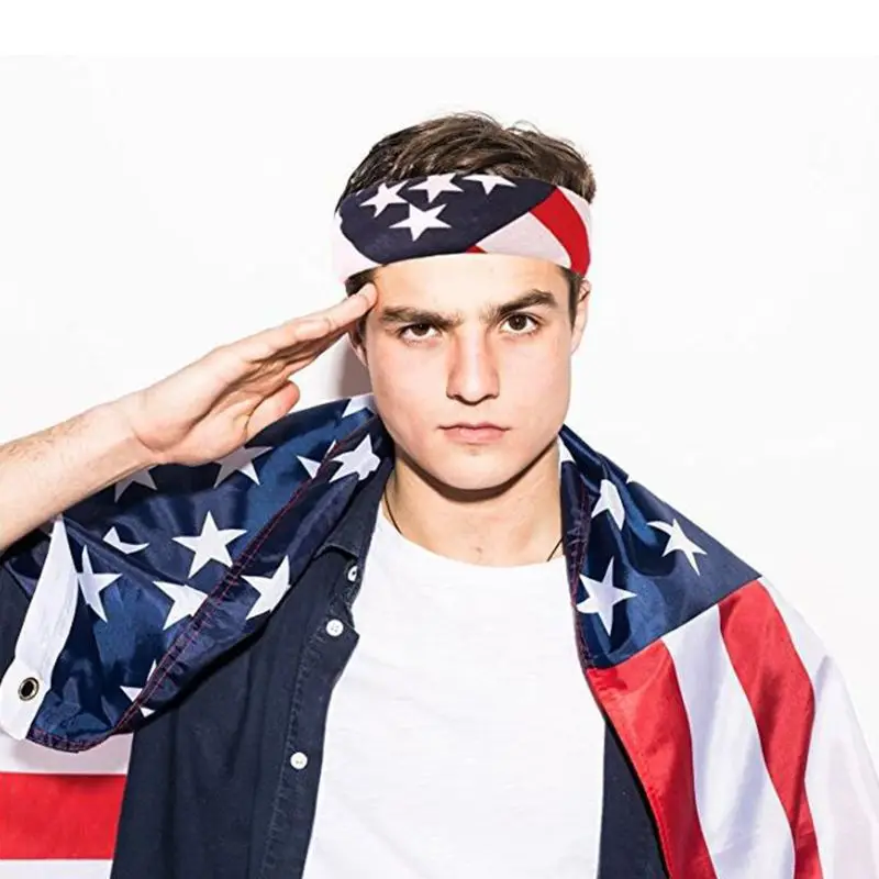 50JB Bawełniana bandana hip-hopowa unisex flagą amerykańską paski, opaska do włosów, kwadratowa maska-szalik