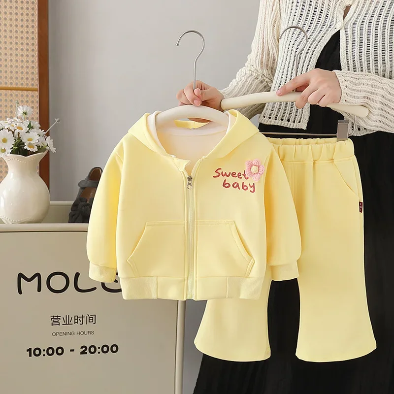 

New Spring Autumn Fashion Baby Clothes Children Girls Long Sleeved Hooded Jacket Pants 2Pcs/Sets Infant Clothing Kids Tracksuits