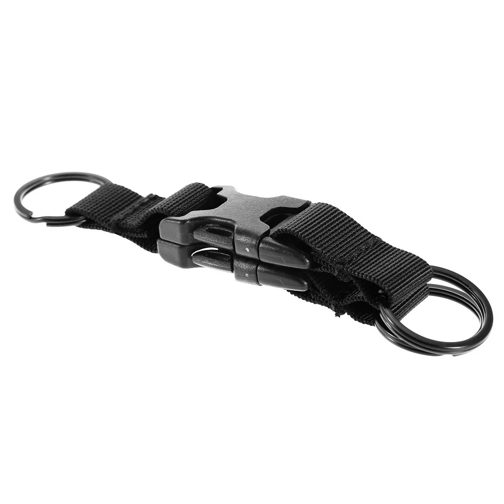 Molle Attachment Key Holder Tactical Keychain Nylon Strap Quick Release Buckle Double Ring For Backpack EDC Hanging Gear