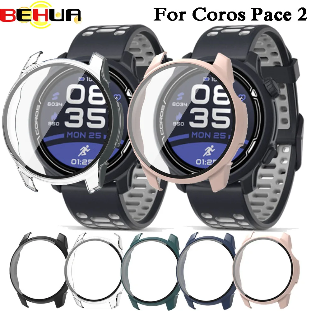 BEHUA 2in1 PC حافظة واقية كاملة لـ COROS PACE 2 Pace2 واقي للشاشة الزجاجية غطاء إطار ممتص للصدمات مع فيلم