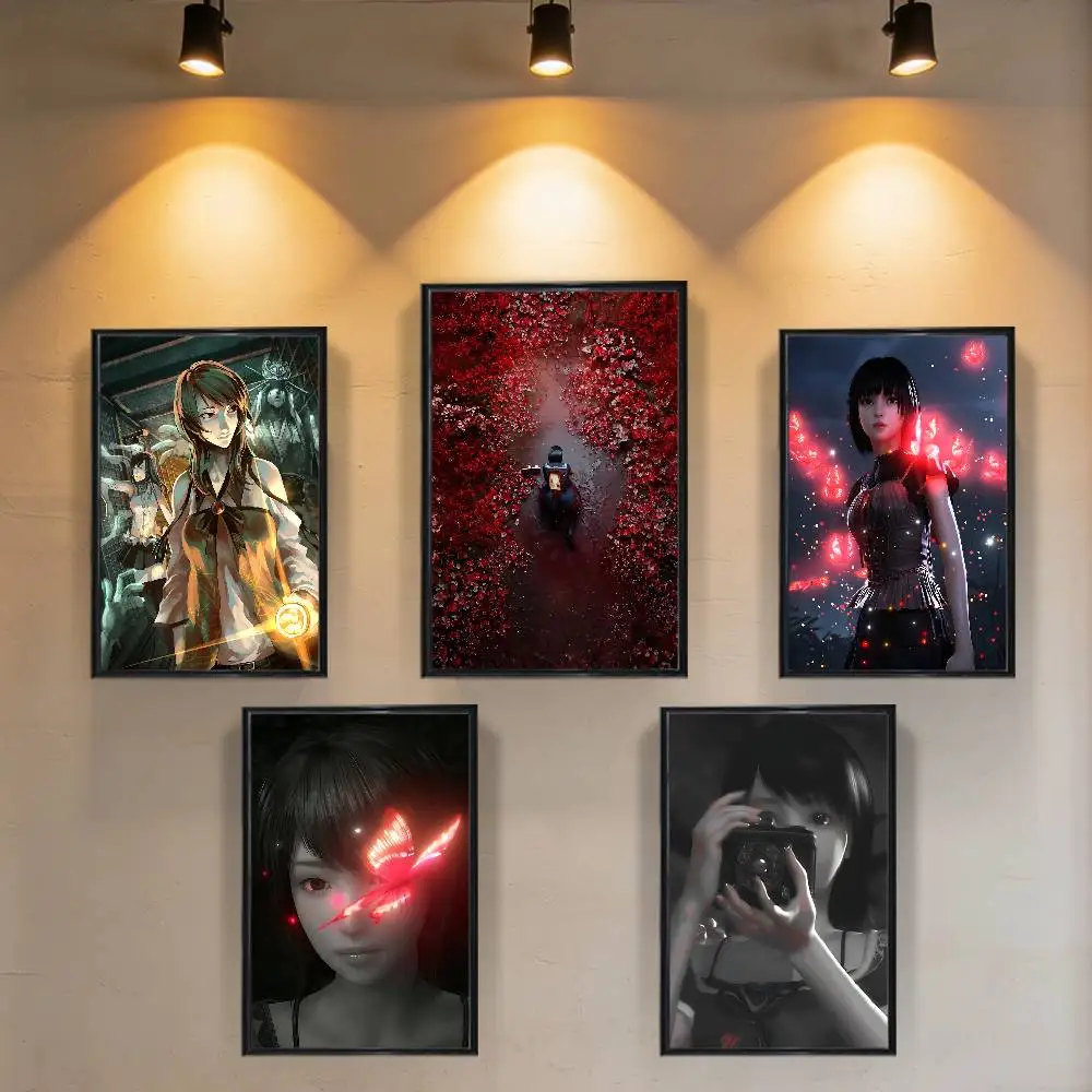 Crimson Butterfly Mayu Mio Fatal Frame II Poster Trendy Wall Art For Coffee Office Bar Decoration Best Gift Good Sticker Printed