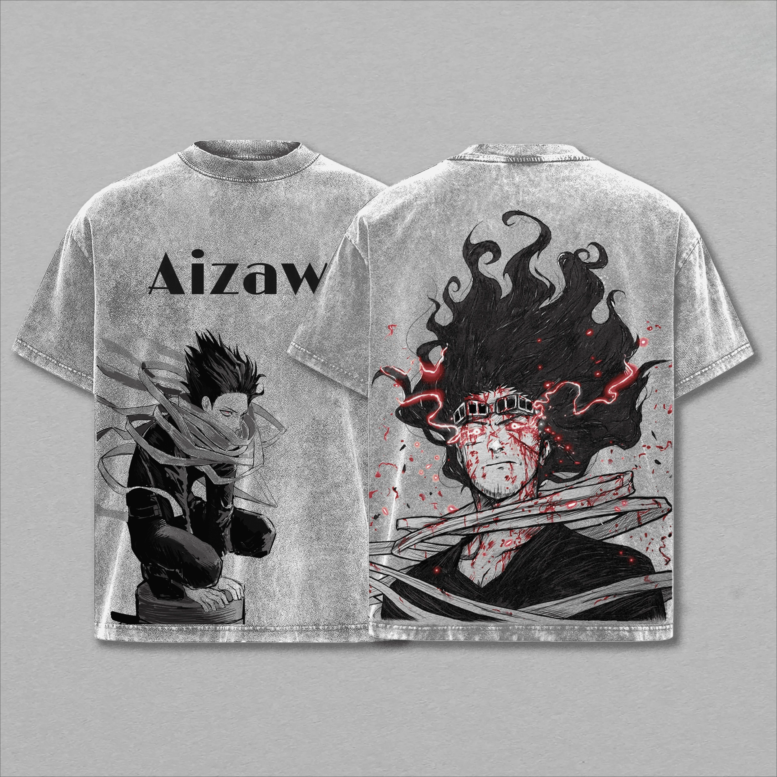 My Hero Academia Eraser Head Anime T-shirt For Men Clothing Vintage Washed Oversized Tshirt Summer Short Sleeve Cotton Tees Tops
