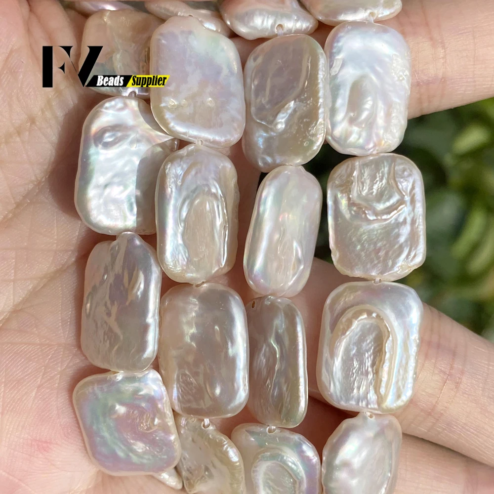 14x18mm White Natural Freshwater Square Baroque Pearl Beads Loose Spacer Beads Necklace Bracelet Accessories For Jewelry Making