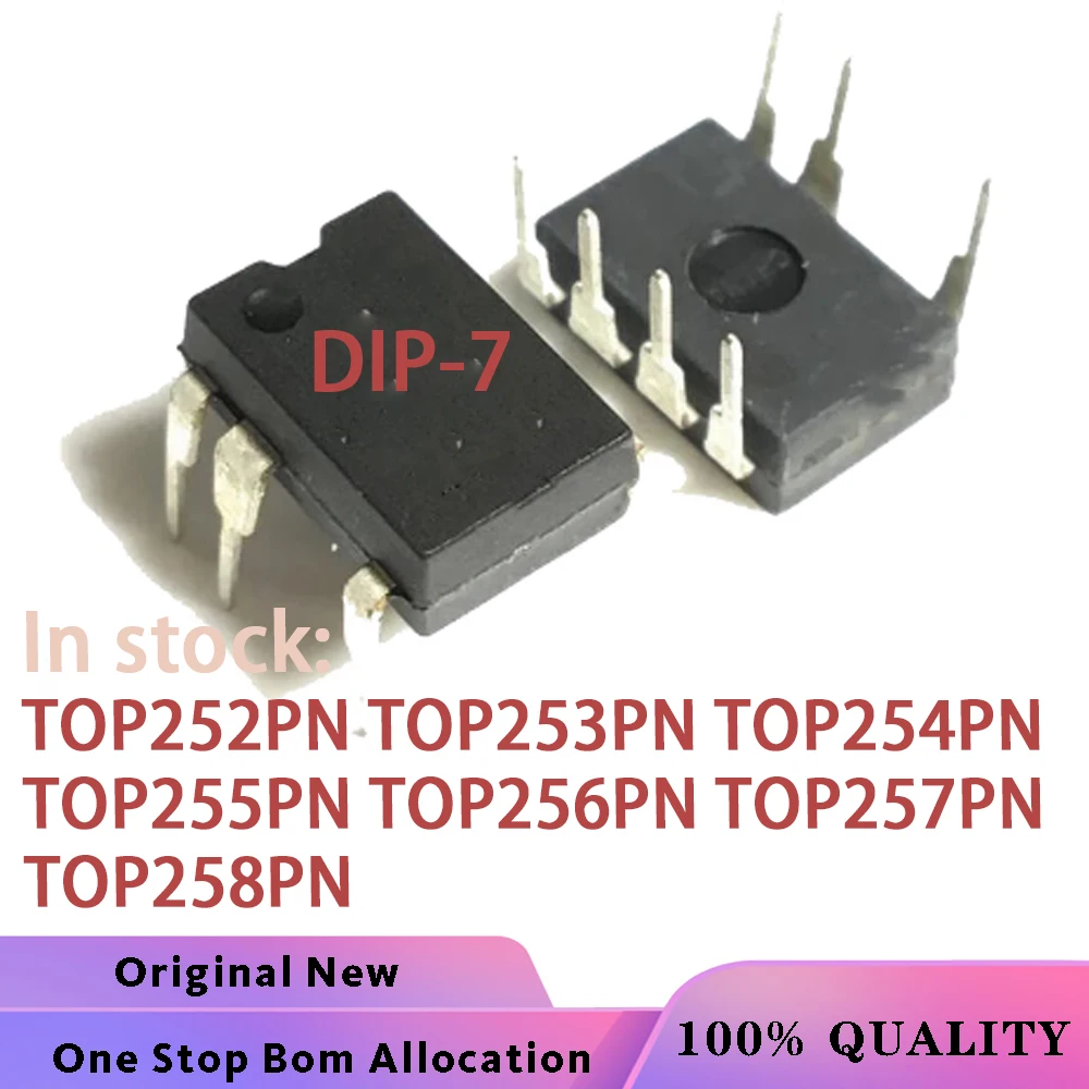 (5PCS)100% New TOP252PN TOP253PN TOP254PN TOP255PN TOP256PN TOP257PN TOP258PN DIP-7 Chipset