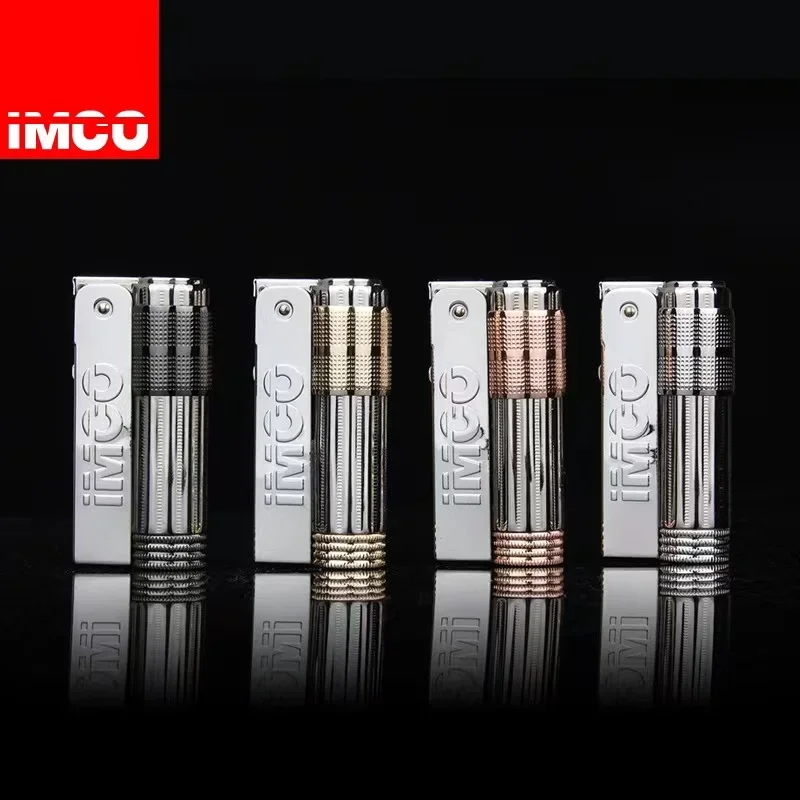 Original IMCO 6700 Retro Stainless Steel Metal Lighter Austrian Gasoline Grinding Wheel Windproof Kerosene Lighters Smoking Gift