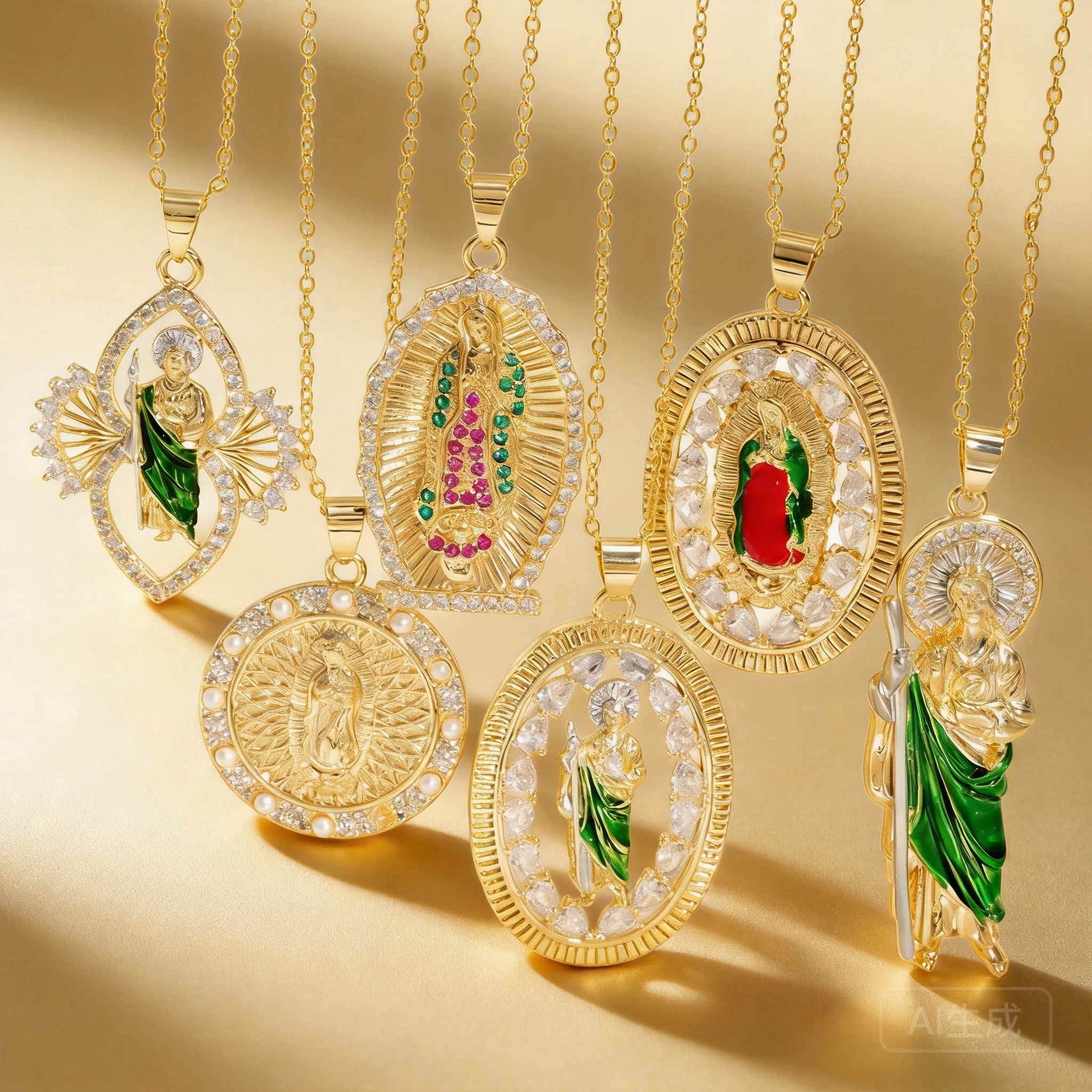 

Gold Plated Copper Inlaid Zircon Virgin Mary Pendant Necklace Religious Lucky Blessing Jewelry For Women Daily Wear Party Gift