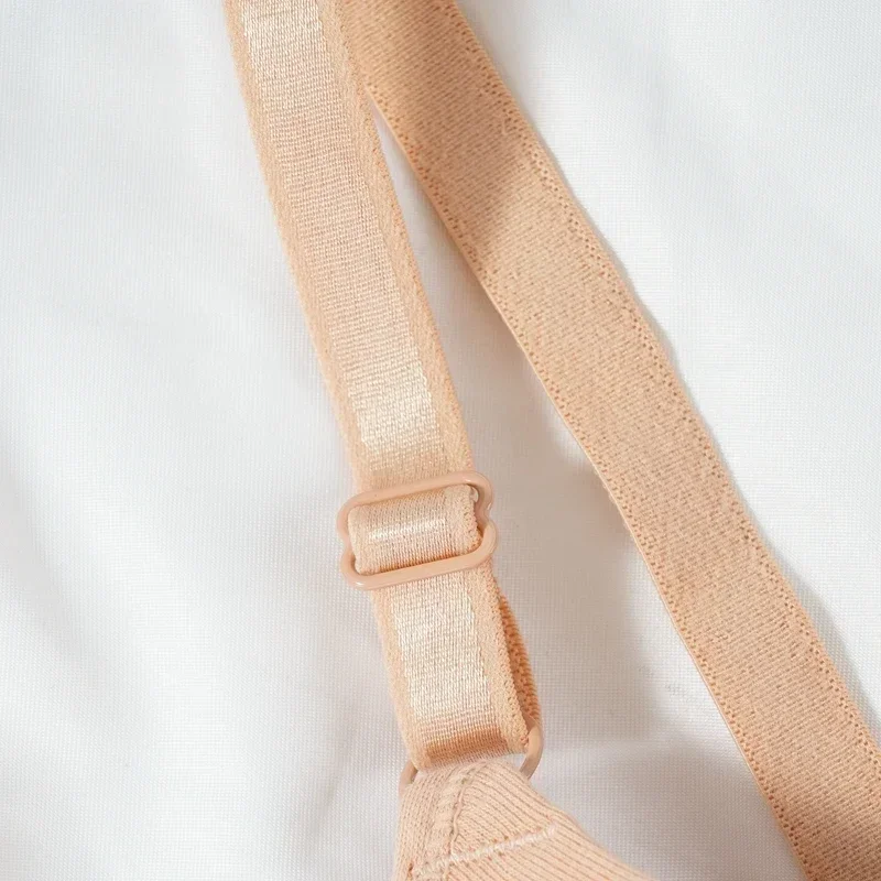 Sexy Push-up-BH mit tiefem V-Ausschnitt, aus Baumwolle, mit gerafftem Stoff, gepolstert, einfarbig, mit offenem Rücken und Bügel, verführerische Damenunterwäsche. – Detail 10