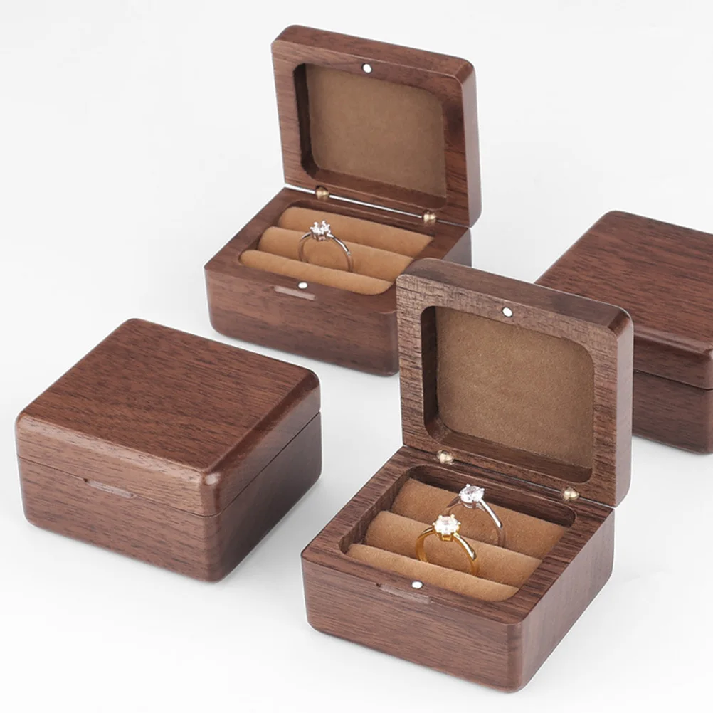 

Solid Wood Portable Jewelry Box Vintage Ring Organizer Necklace Storage Case for Wedding Valentine's Day