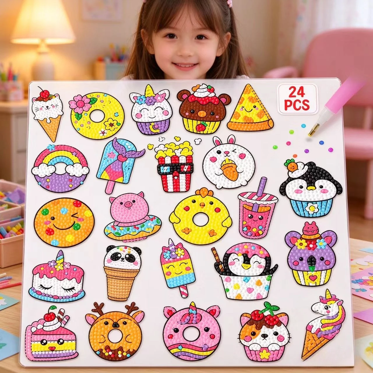 24pcs DIY Diamond Painting Kits Handicraft Set for Children's Handmade Diamond Painting Crafts Gift
