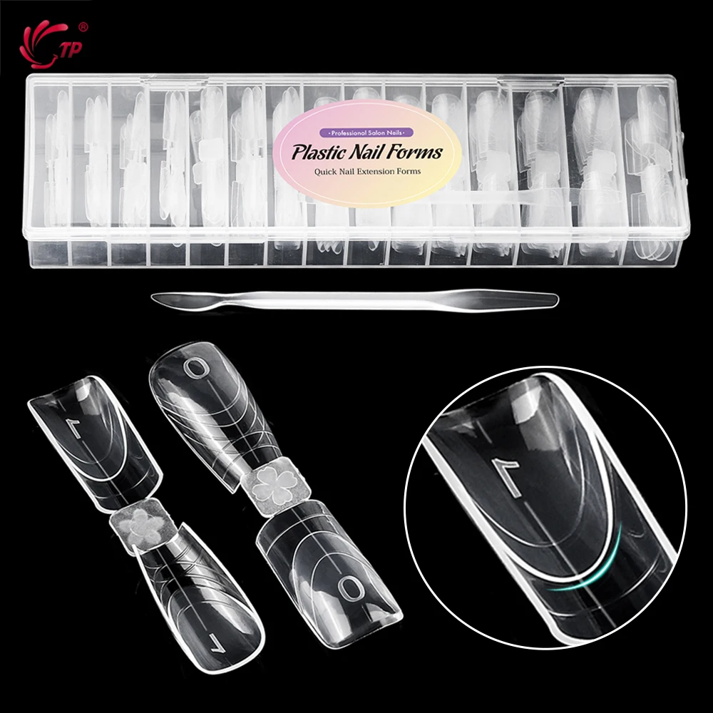 

TP French Dual Forms Nail Molds 75pcs Double-ended Acrylic Full Cover Nail Extension Building Gel Mold Square Coffin Nail Forms