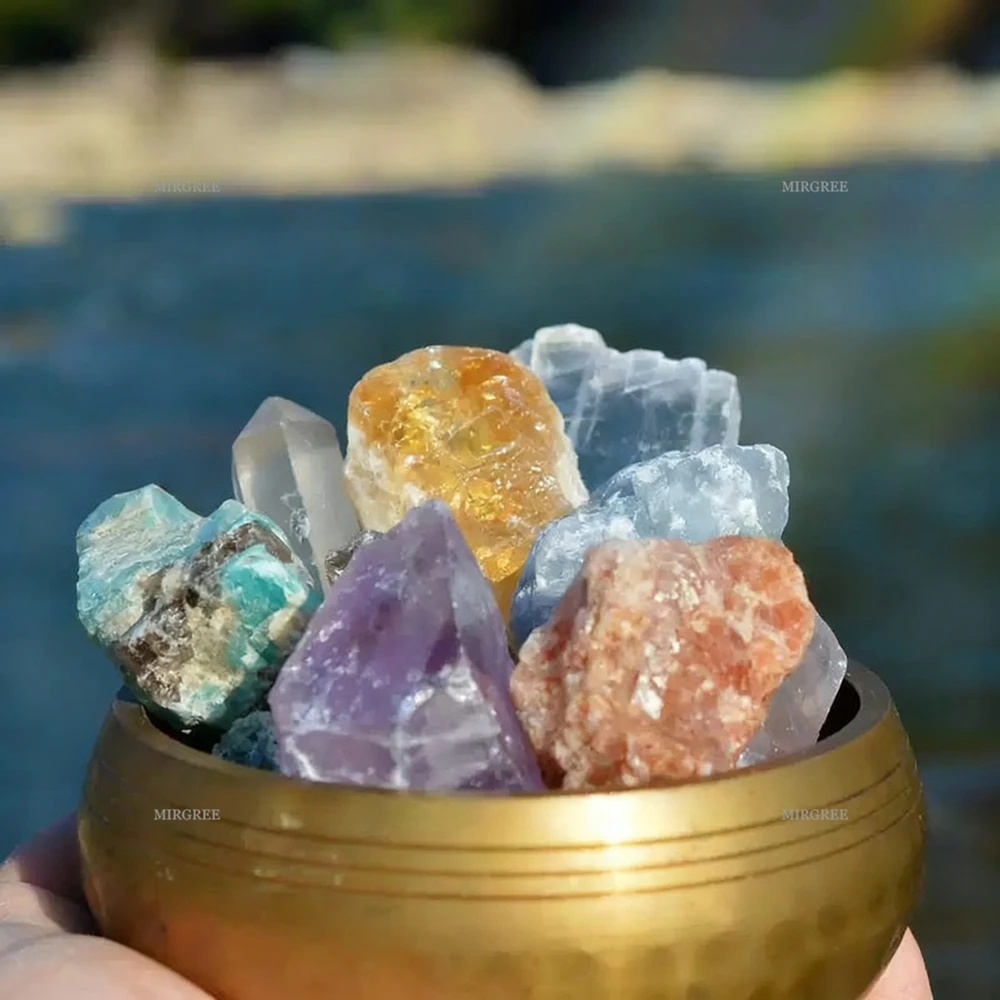 مجموعة أحجار الشفاء 50/100/150/200/300 جرام - حجر خشن طبيعي، مناسب لتوازن الشاكرا والتأمل والشفاء الروحي #5