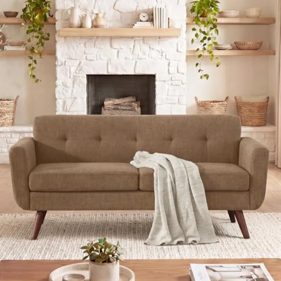 65" W Loveseat Sofa, Mid Century Modern Decor Love Seat Couches for Living Room, Button Tufted Upholstered Small Couch for Bedr - view 3