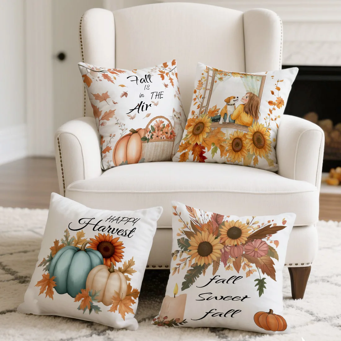 4 Uds Funda de almohada estampada 45x45 سنتيمتر Fundas de almohada decorativas suaves y acogedoras para exteriores con #1