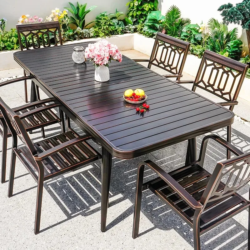 Modern Outdoor Aluminum Alloy Leisure Table and Chairs for Garden Terrace Open-air Balcony and Villa Cast Aluminum Patio Set