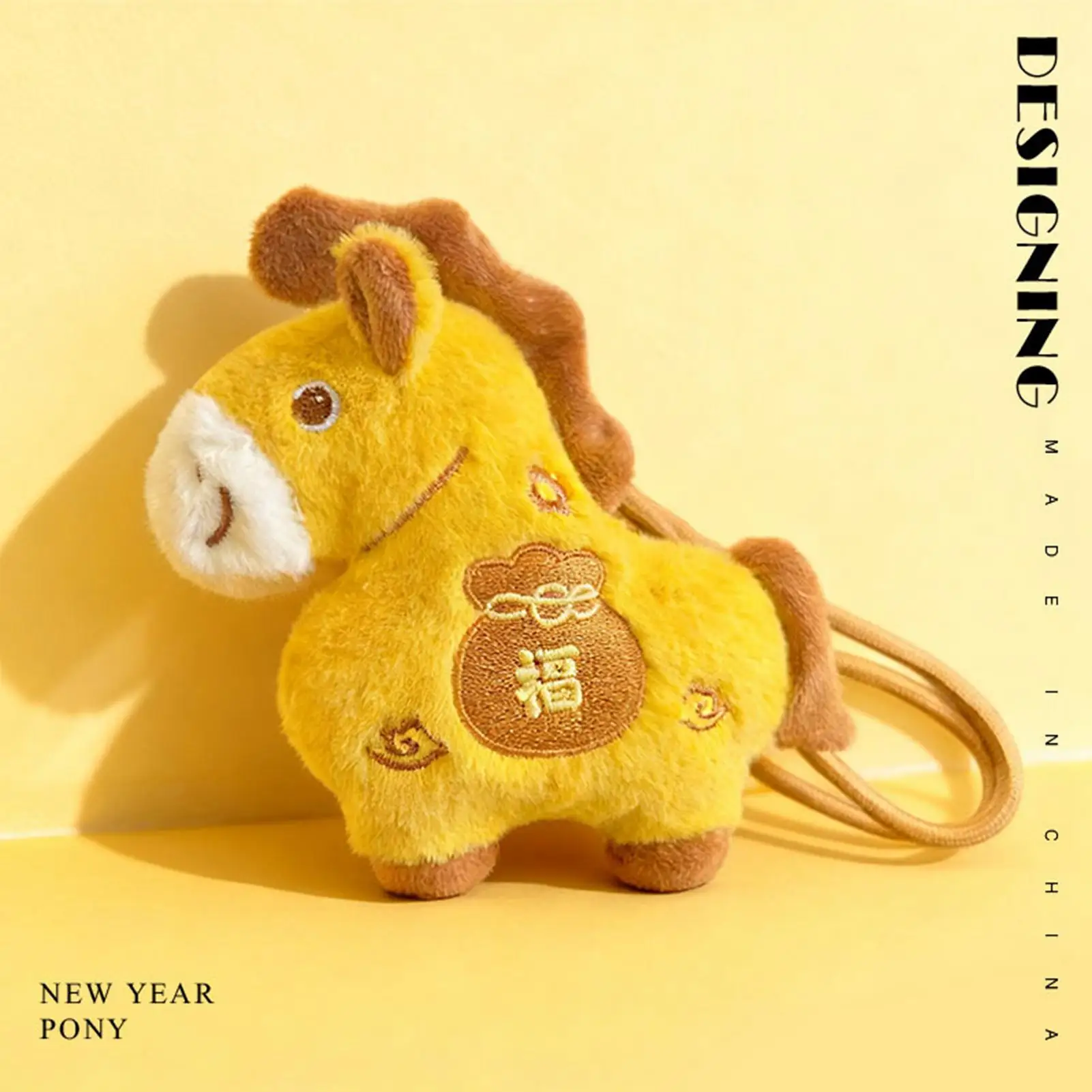 Knuffeldier Paard Zegen Souvenirpop Chinees thema Knuffeldier sleutelhanger met sleutelkoord voor Kerstmis Nieuwjaar Lente