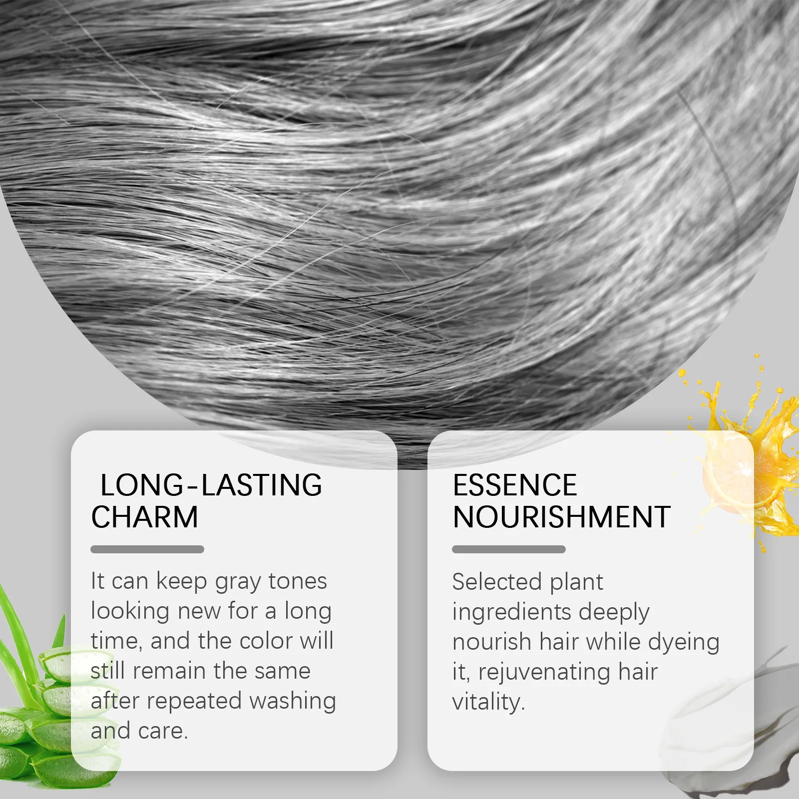 Hoegoa Permanent Silver Hair Dye Long Lasting Bleached Stylish Silver Natural Soften Prevent Dryness Rough Grey Hair Color Cream