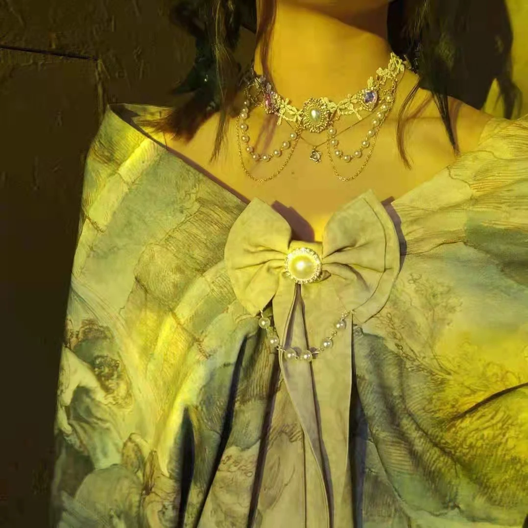 Lolita Choker Ngọc Trai Ren Công Chúa Nhật Bản Giao Hưởng Tình Yêu Cổ Ngọc Trai Lolita Phụ Kiện