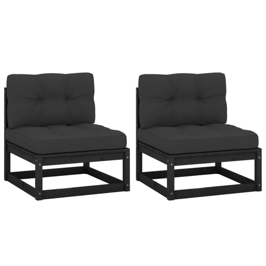 

Patio Middle Sofas with Anthracite Cushions 2 pcs Solid Pinewood