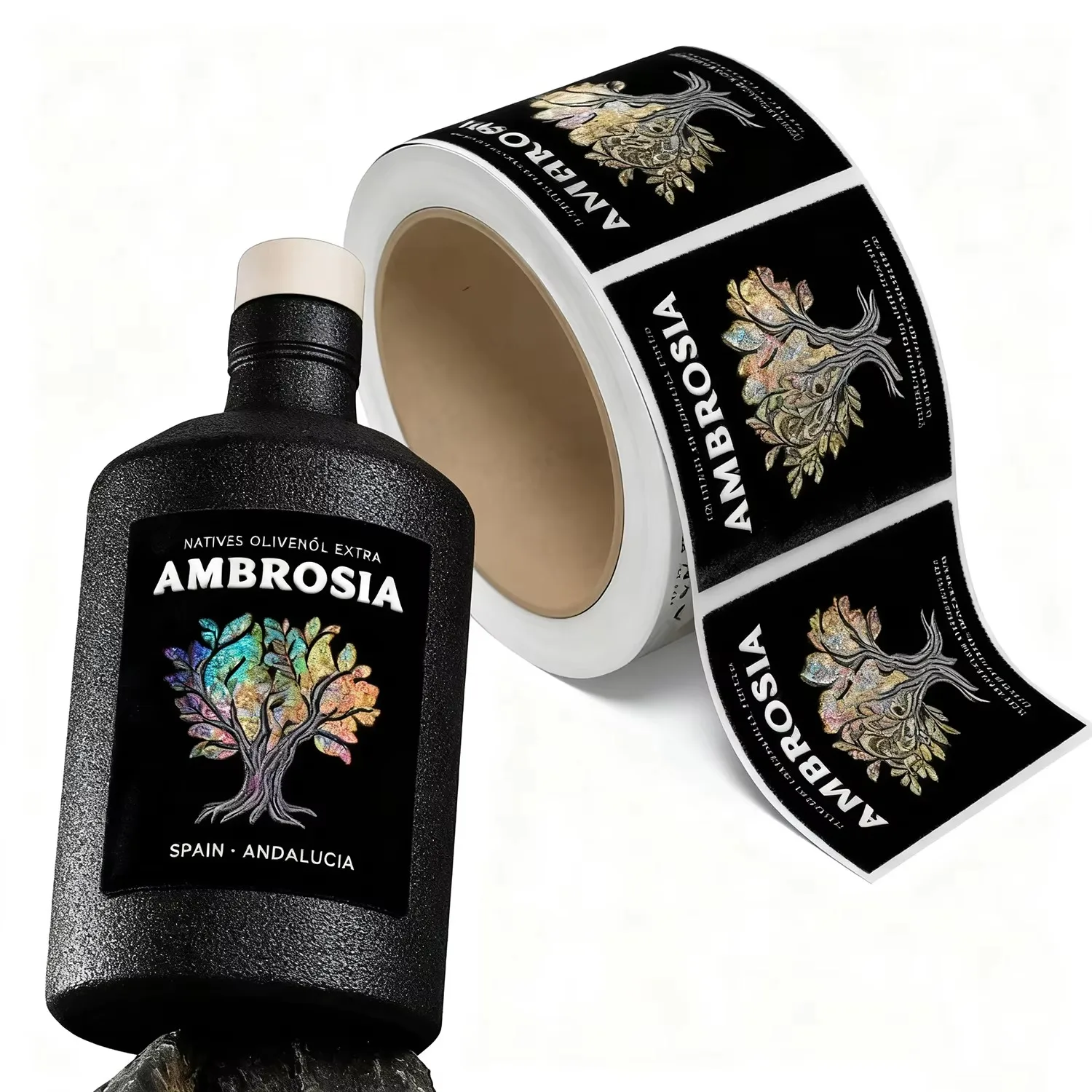 ملصقات زيت الزيتون الفاخرة المخصصة | ملصقات شعار رقائق الذهب المعدني | ملصقات زجاجات التعبئة والتغليف الورقية المزخرفة اللاصقة #2