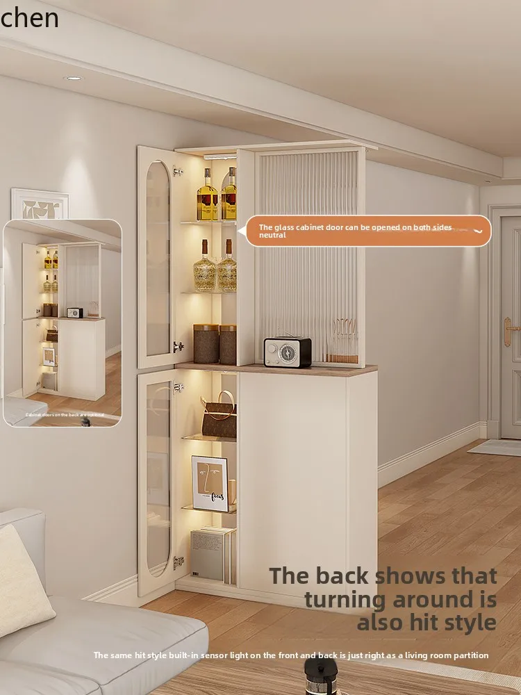 

ZML new entrance partition front and back cabinets, hall cabinets, villa art solid wood display cabinets