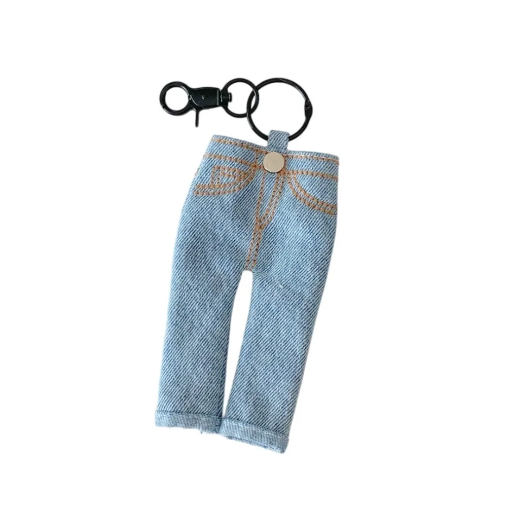 Pen Ledger Decoration Mini Jeans Pen Holder Keychain Pencil Loop Pen Storage Accessories Denim Pendant Keyring Pen Clamp Hanging