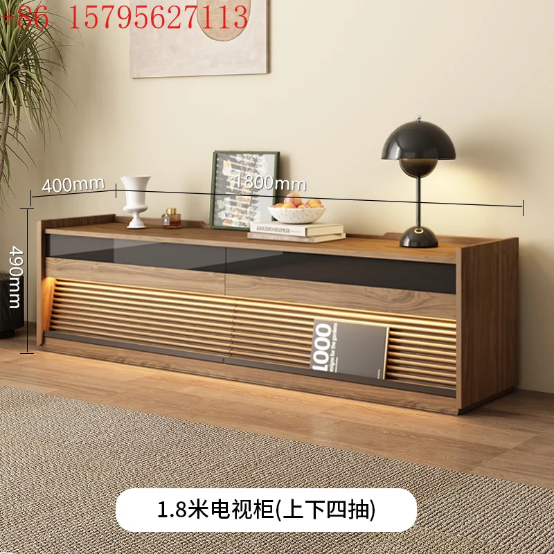 Modern simple rock slab square mobile coffee table Japanese-style small apartment living room TV cabinet combination creative