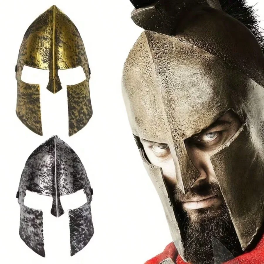 1 Stück Spartaner-Kriegerhelm, antike griechisch-römische Gladiator-Maske, Cosplay-Helm, Halloween-Party-Kostüm, Verkleidungs-Requisite für Herren – Detail 4