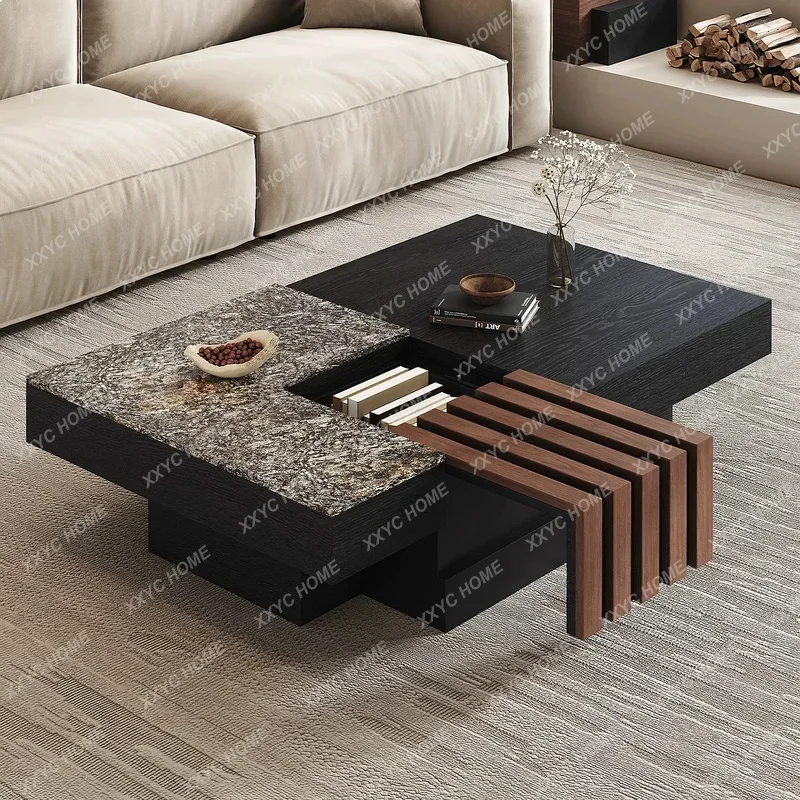 XX 2026 New Modern Vintage Coffee Table for Small Living Room  Minimalist Marble Rectangular