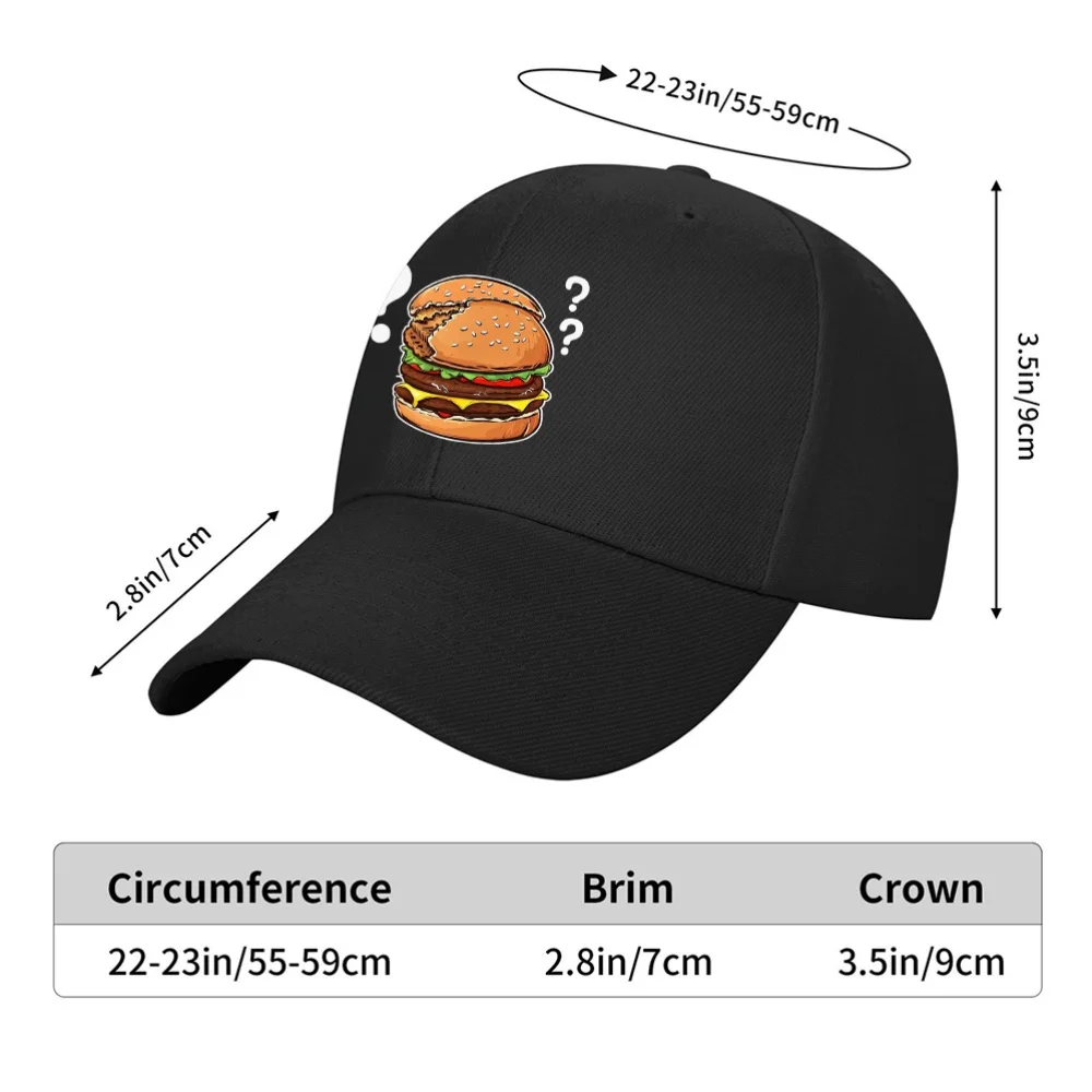 Confused Double Burger Question Mark Baseball Cap Polyester Adjustable Outdoor Golf Unisex Cap