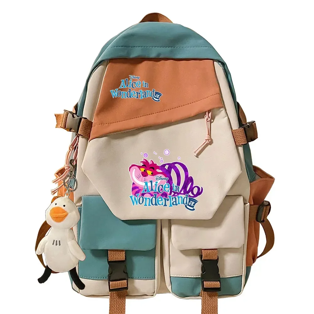 Girls Kids School Book Bags Women Patchwork Bagpack Teenagers Alice In Wonderland Schoolbags Canvas Student Backpack