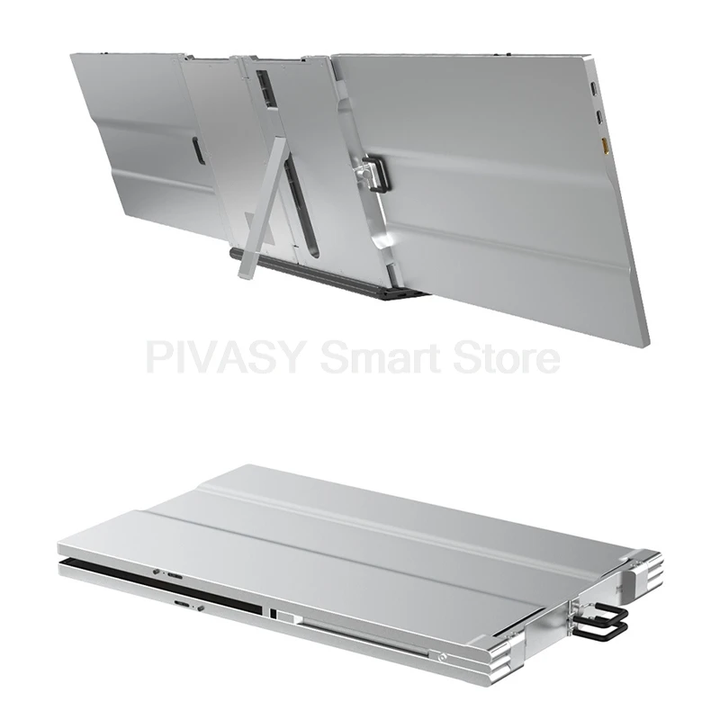 شاشة محمولة مزدوجة الشاشة مقاس 14/15 بوصة عالية الدقة مع جسم معدني رفيع للغاية لتمديد الكمبيوتر المحمول المكتبي متعدد المهام