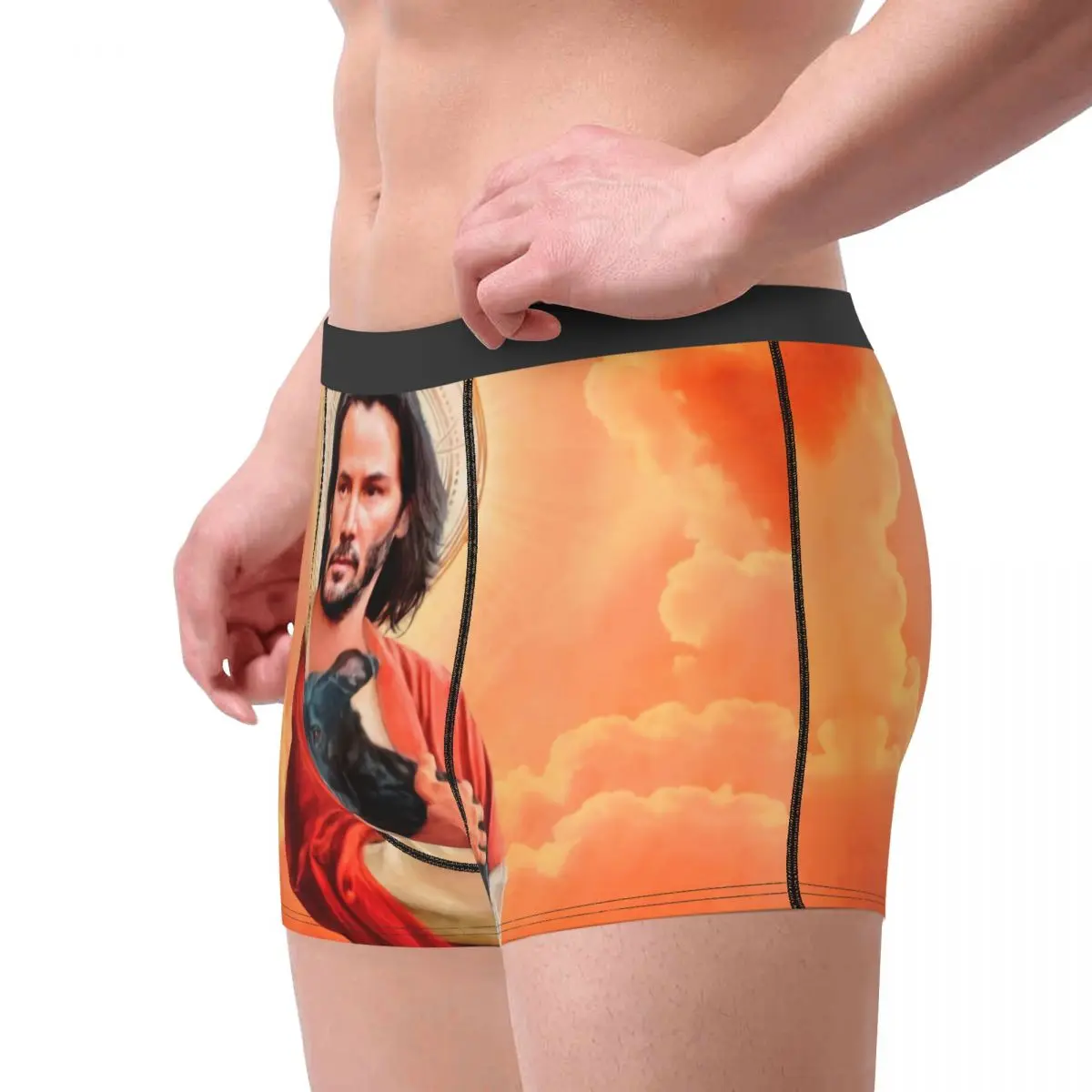 Custom Jesus Saint Meme Keanu Reeves Underwear Men Breathbale Boxer Briefs Shorts Panties Soft Underpants For Male