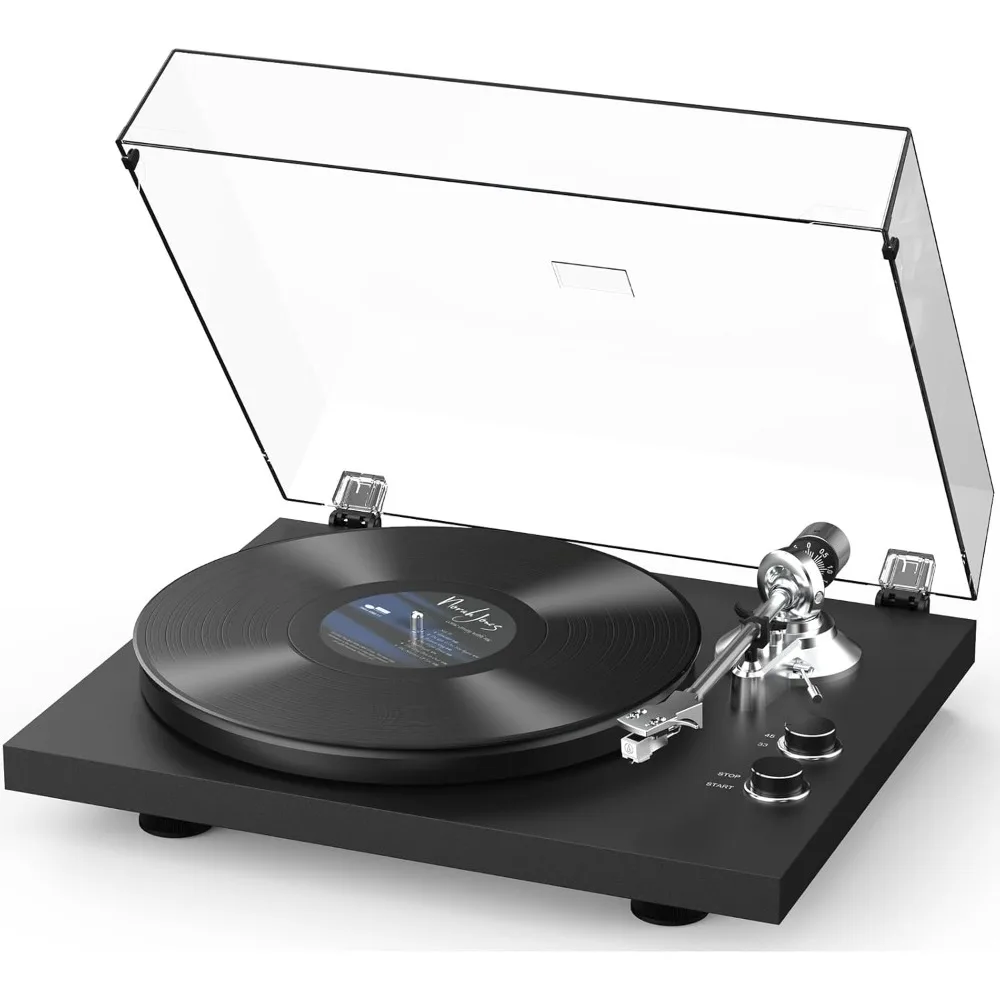 Record Player Wireless Output Connectivity Vinyl Player Iron Plate Belt-Drive Turn tables Support 33&45 RPM Speed Phono