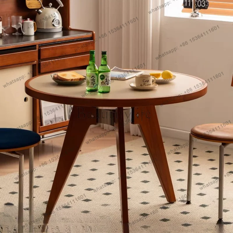 LJY Round Luxury Dining Table Wood Luxury Lounge Service Corner Dining Table Restaurant Bistro Mesas De Comedor Kitchen Furnitur