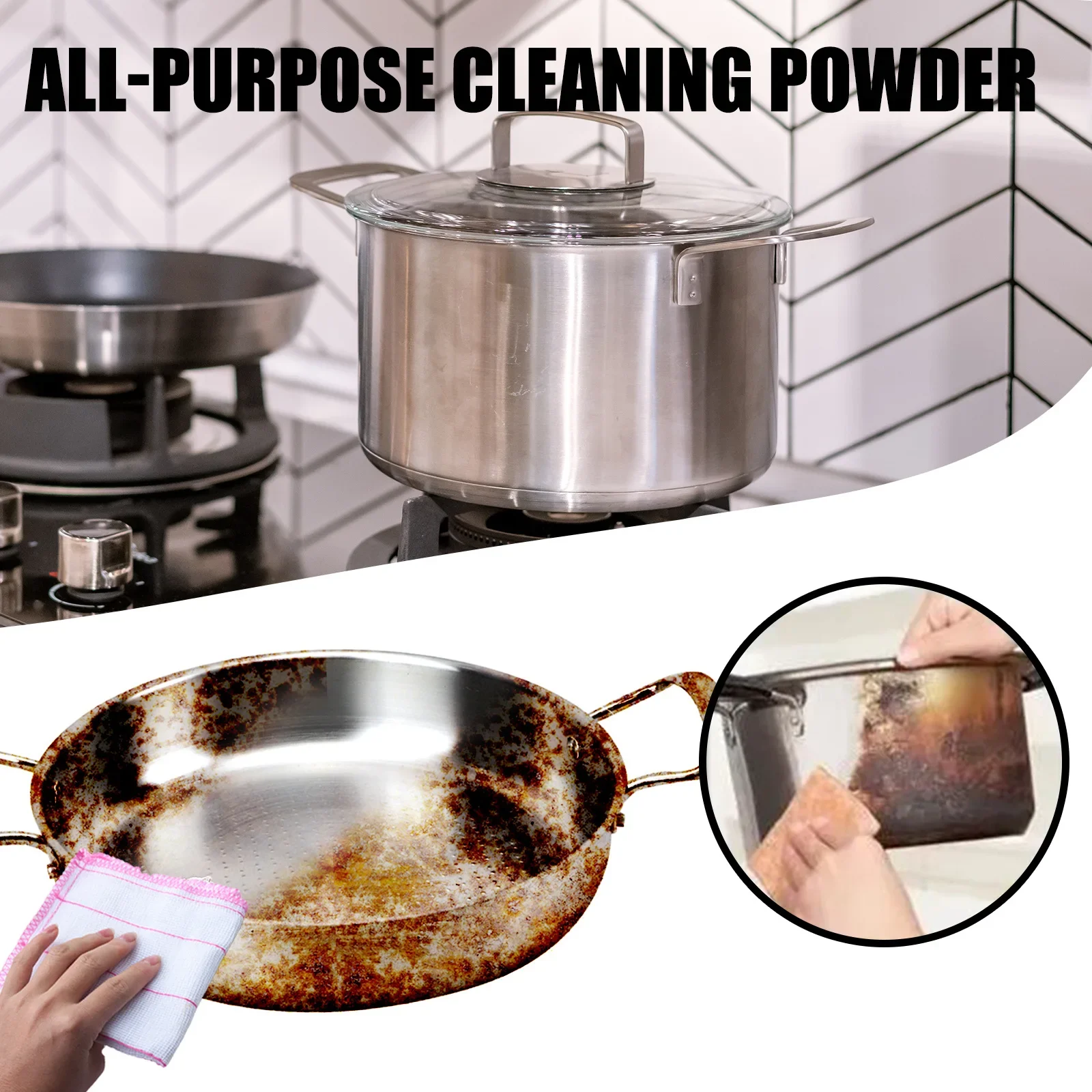 Kitchen Heavy Oil Cleaner Detergent Dirt Oil Stain Away Strong Degreasing Cooktop Pot Stove Rust Remover Grease Cleaning Powder