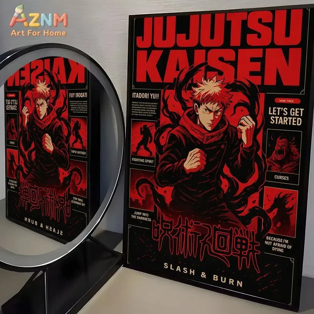 1pc J-Jujutsu K-Kaisen Anime Poster Modern Wall Art Minimalist Decorative for Cafe Office Bar Home Wall Decor Gift