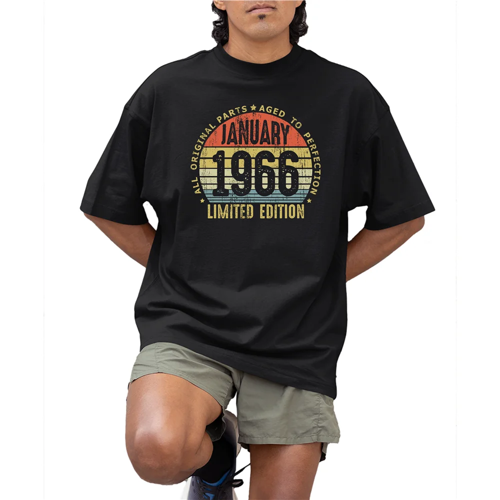 Made In March July 1966 T Shirt New Short Sleeve Born in October November Every Month 60 Years Old Birthday Gift Tee OT-099