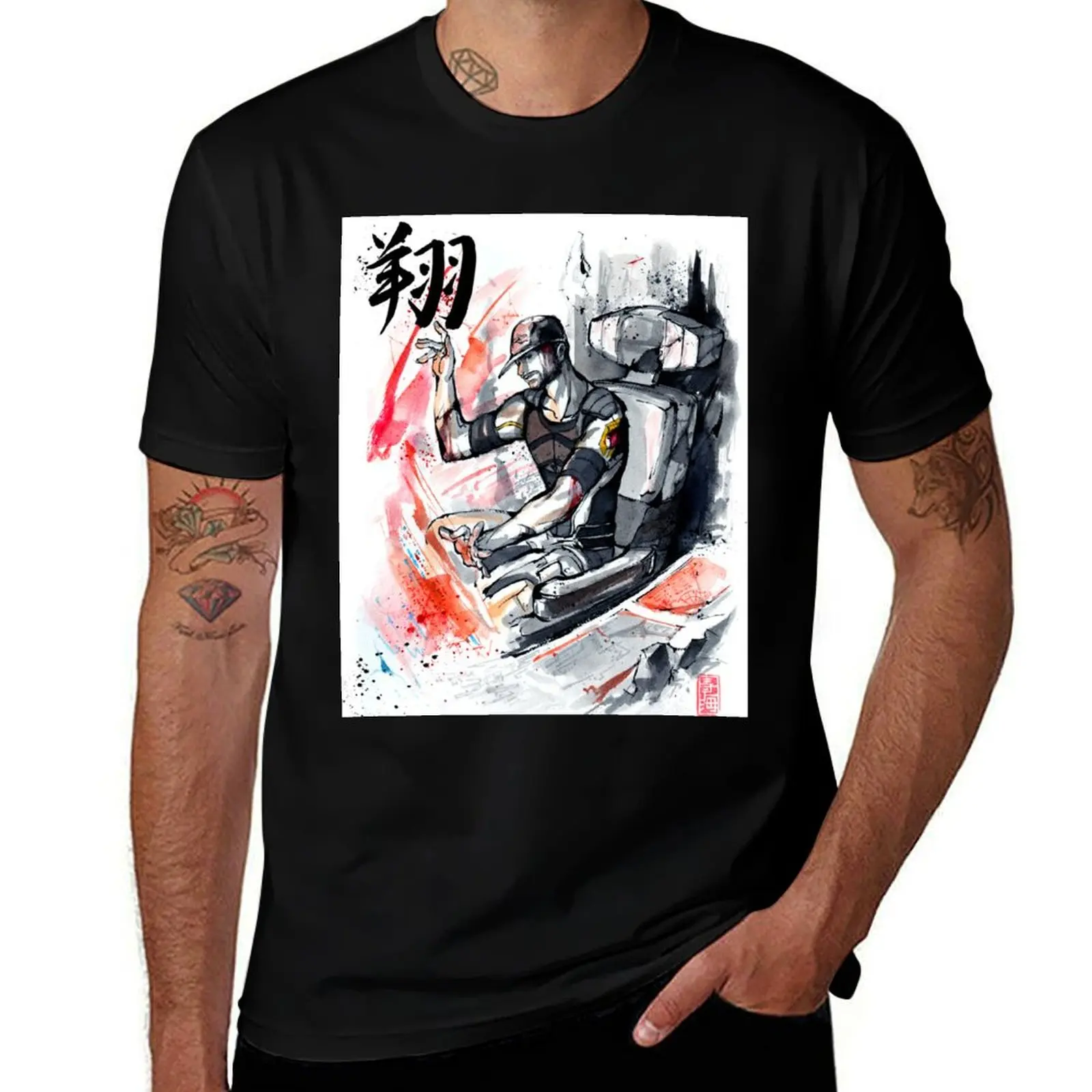 

Футболка Joker from Mass Effect sumi с чернилами и акварелью, быстросохнущая роскошная мужская эстетичная одежда, футболка с короткими рукавами, мужская одежда